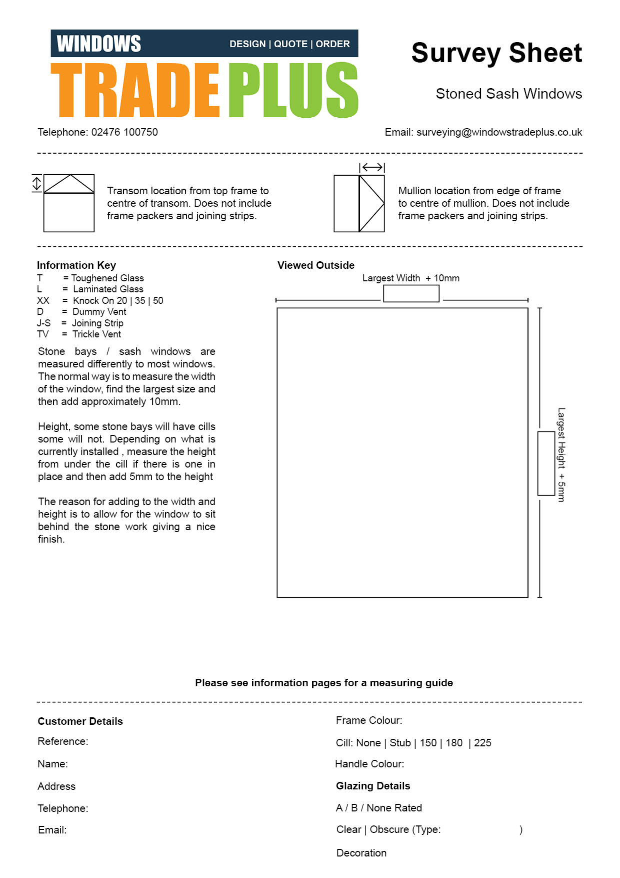 uPVC Sliding SashWindow Survey Sheet Thumbnail